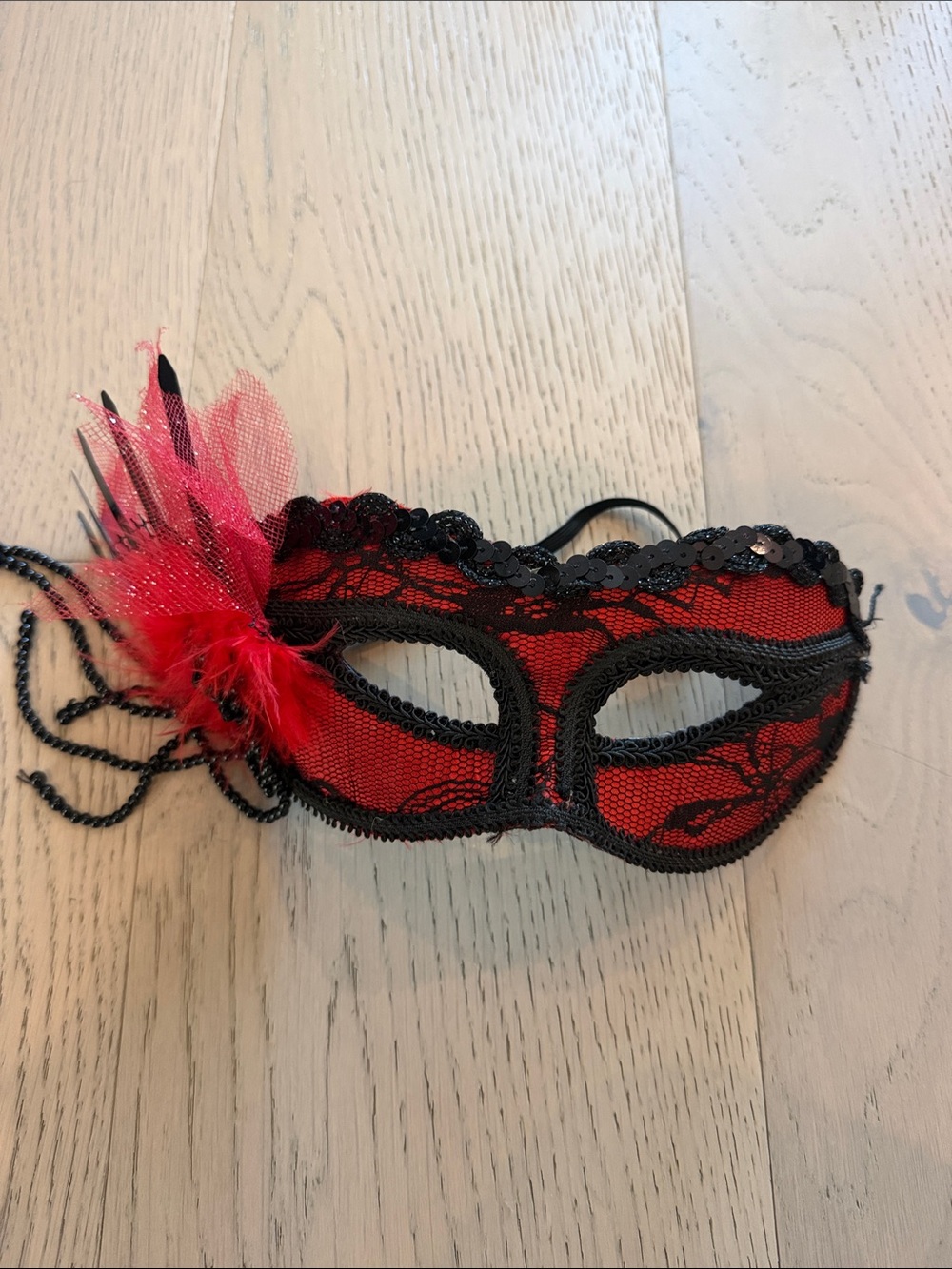 Red and Black Lace Masquerade Eye Mask